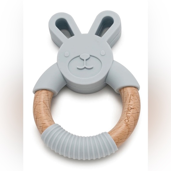 Bunny Silicone and Wood Teething Ring - Picture 1 of 1